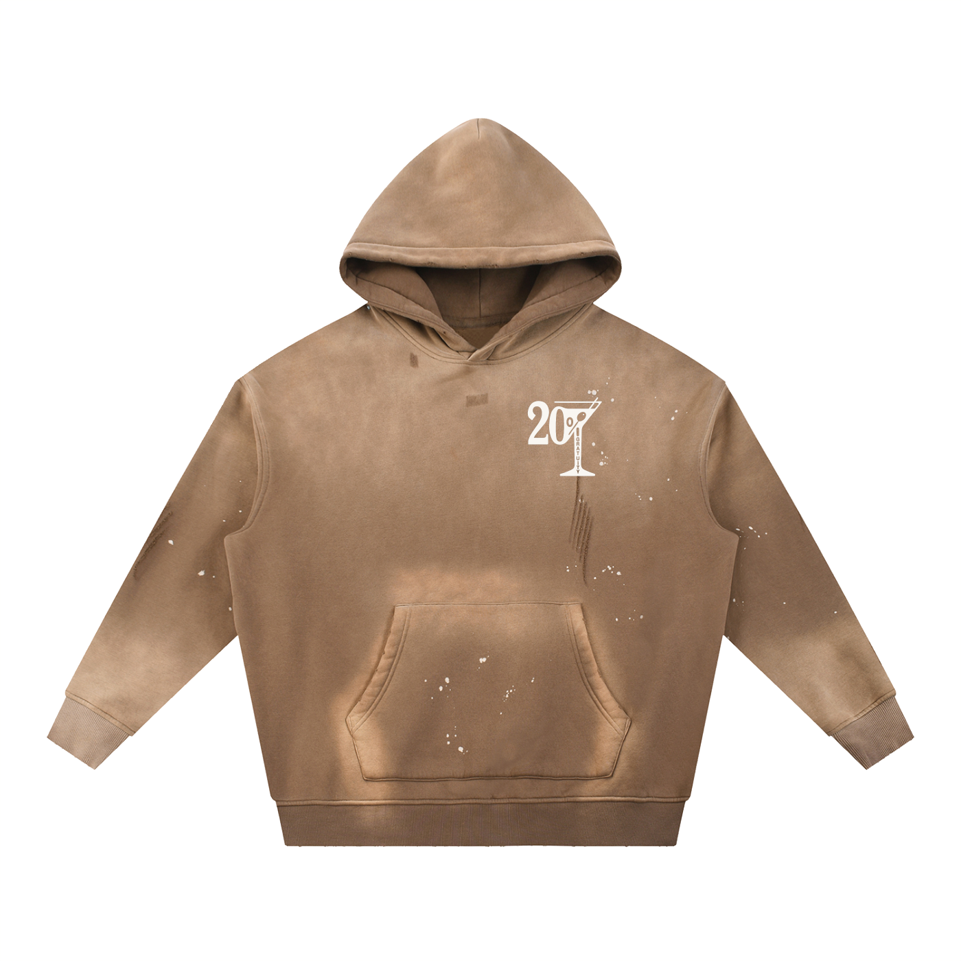 Martini Vintage Washed Frayed Fleece Hoodie