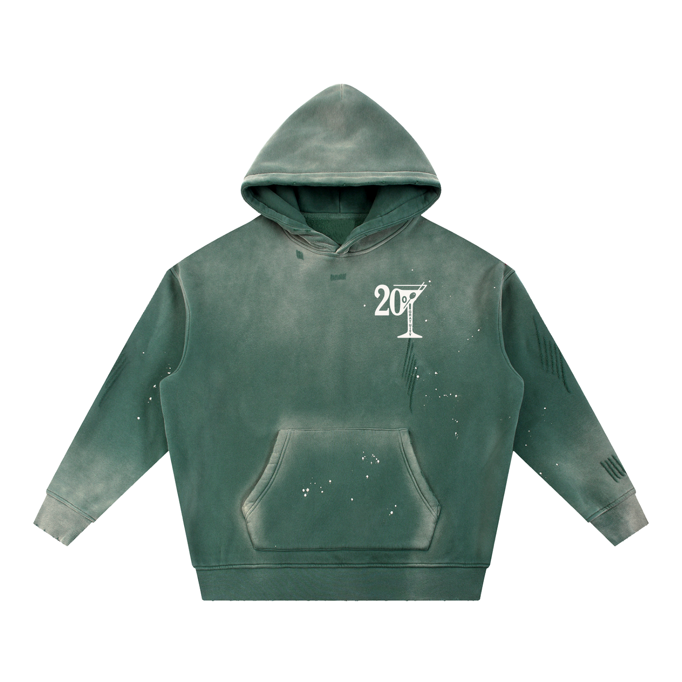 Martini Vintage Washed Frayed Fleece Hoodie