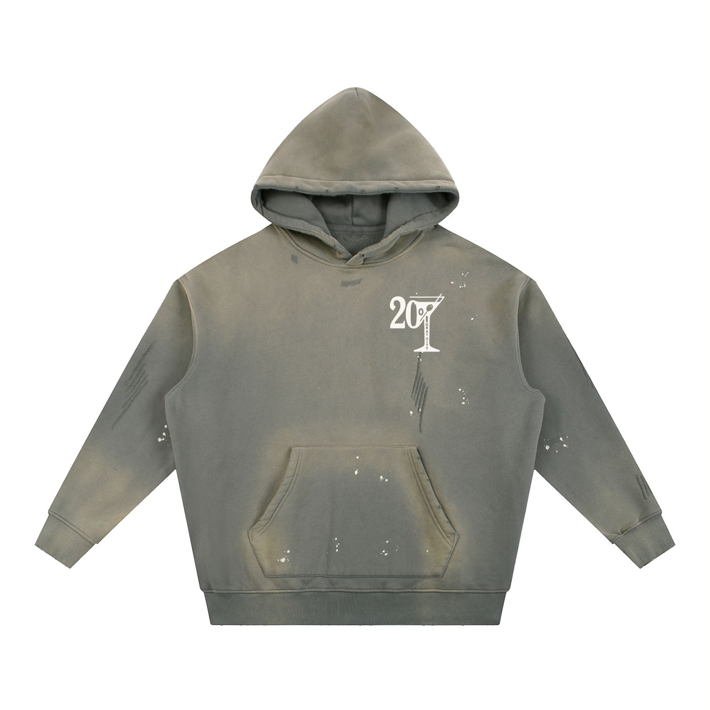 Martini Vintage Washed Frayed Fleece Hoodie