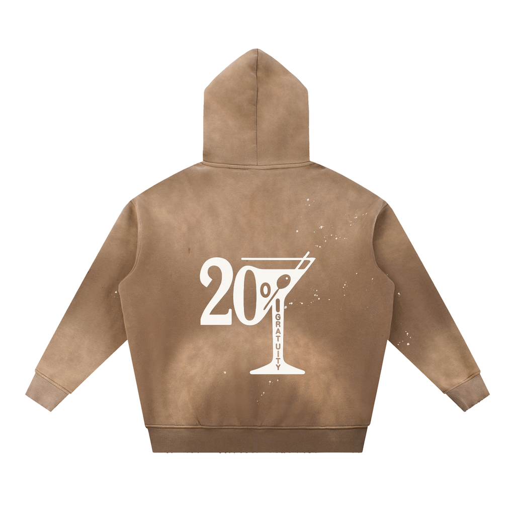 Martini Vintage Washed Frayed Fleece Hoodie