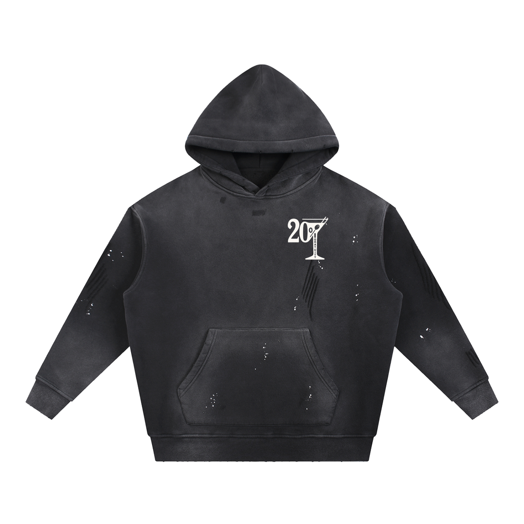 Martini Vintage Washed Frayed Fleece Hoodie